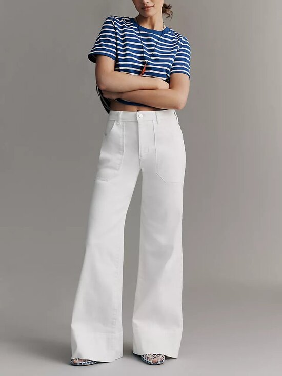 Pilcro Denim - Pilcro Rylan Relaxed Wide-Leg High-Rise Flare Jeans - Chalk - Sz 27